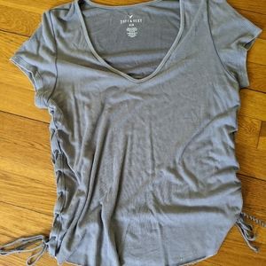 AE lace-up v-neck T